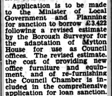 1951-05-25 Mytton House to be Council Offices